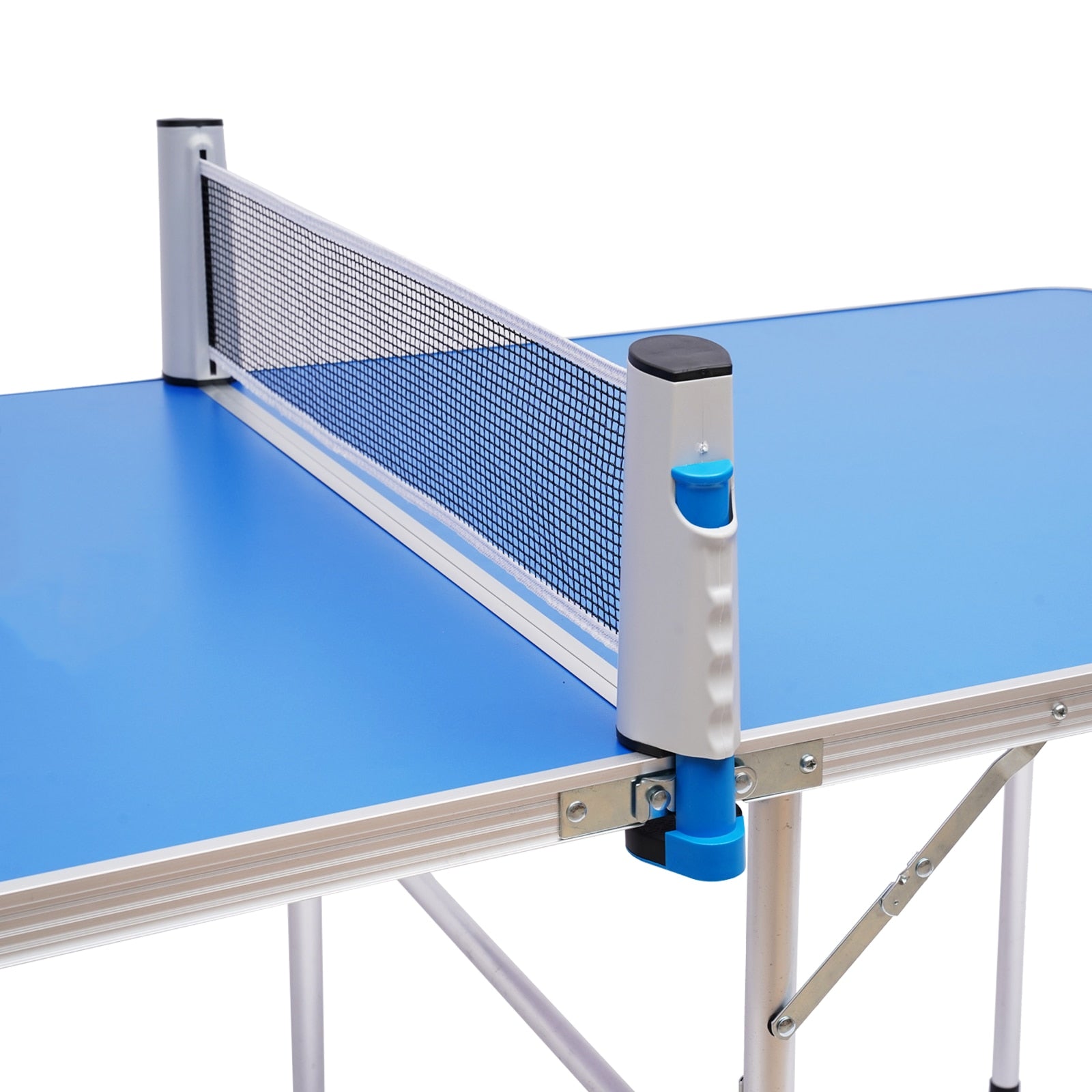 Table Tennis Table Ping Pong Table Set, Portable Folding Family Game Tables with Removable Net Aluminum Composite Frame - activesportslife