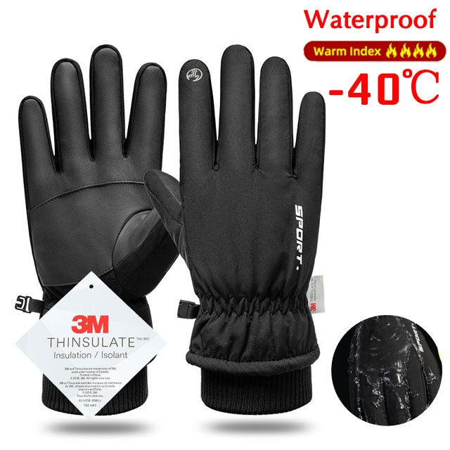 Men Winter Waterproof Outdoor Fleece Gloves Non-slip Warm - activesportslife