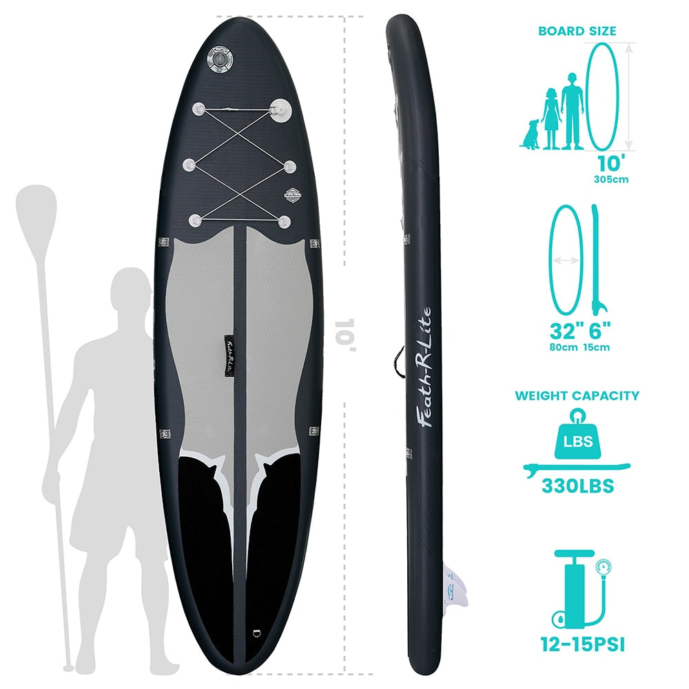 FEATH-R-LITE Inflatable Stand Up Paddle Board Adjustable Paddle - activesportslife