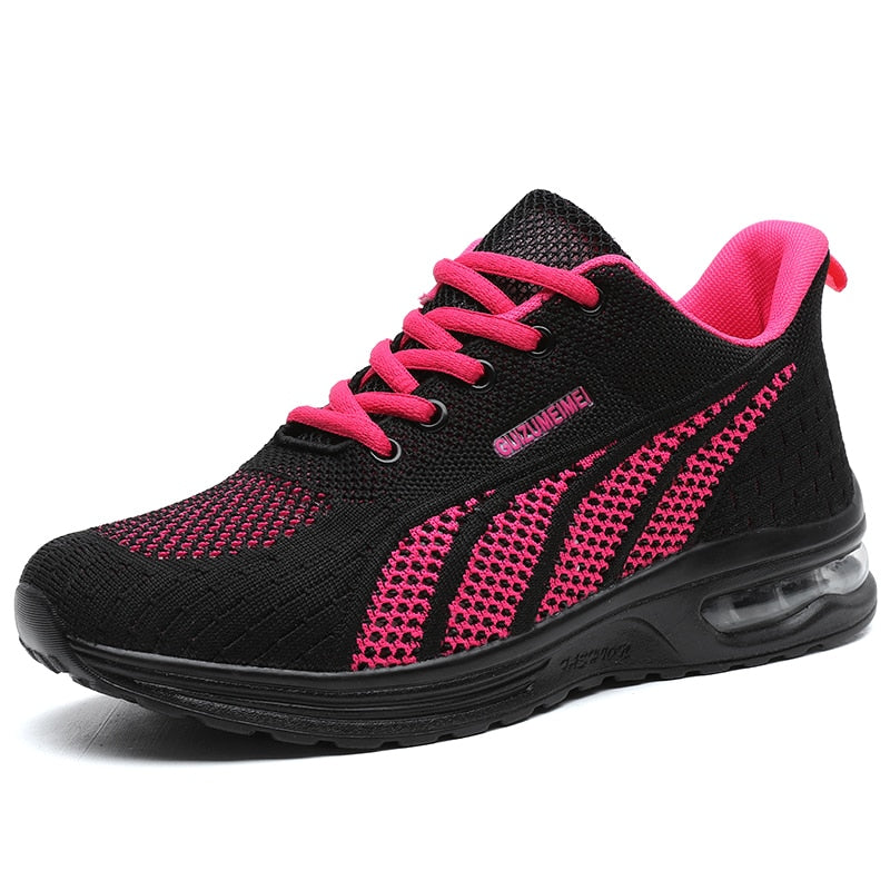 New Running Shoes Ladies Breathable Light Mesh Air Cushion Women Sports Shoes Lace Up - activesportslife