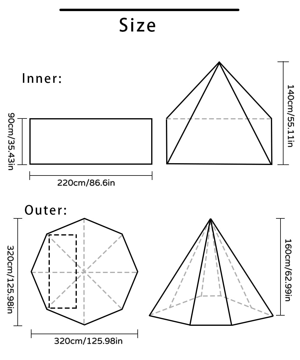 Flame-retardant Pyramid Hot Tent Outdoor Camping Waterproof Teepee Tent 1 Person Winter Stove Opening with Snow Skirt - activesportslife