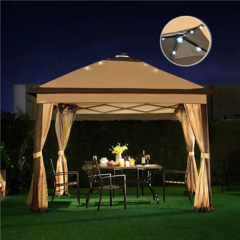 11x11ft Garden Gazebo Canopy with Mesh Netting