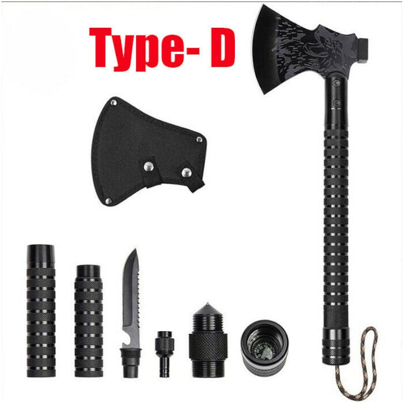 Survival Camping Axe Foldable Tactical Axe Multi Tool Emergency Gear Outdoor Tomahawk Wild Hatchet AX - activesportslife