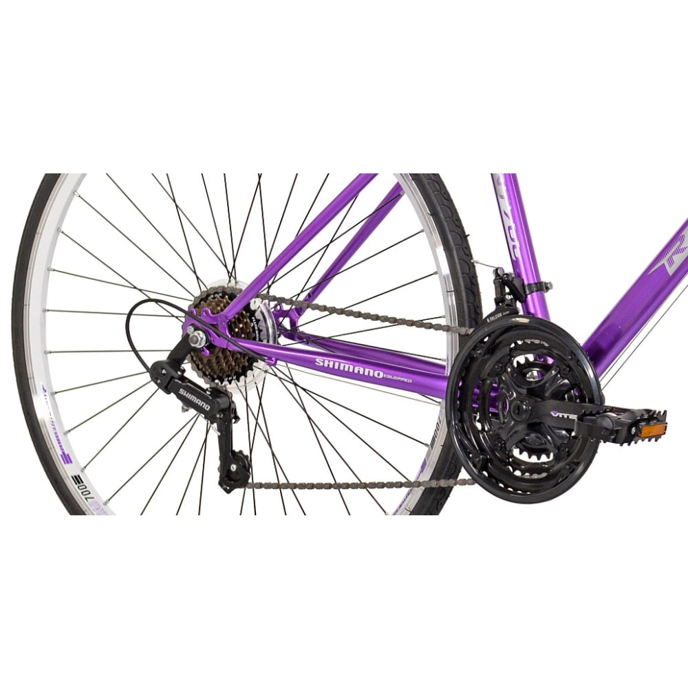 Kent 700c RoadTech Women's Bike, Purple/White，21-speed Drivetrain with Shiman Rear High-performance 700C Tires - activesportslife