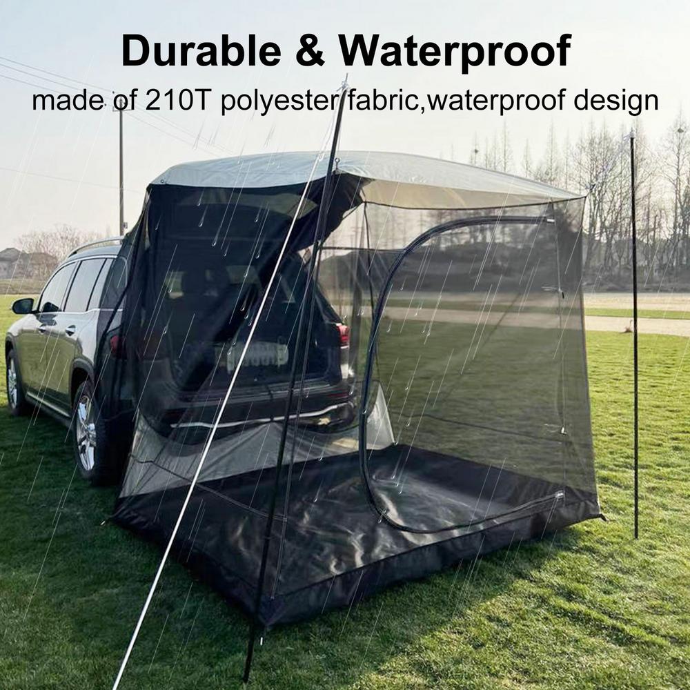 Car Rear Tent Awning With Mesh Car Tailgate Tents With Rainfly Portable UV-proof Camping Netting Roof Top Tent - activesportslife