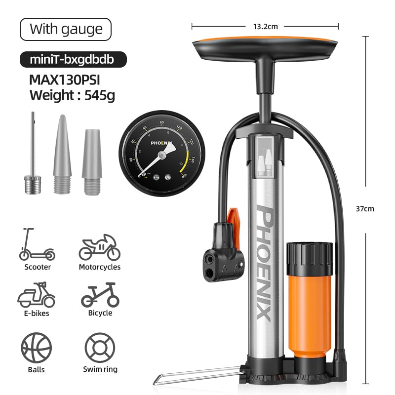 Xunting Bike Pump Inflator Max 160PSI Floor Pump with Pressure Gauge - activesportslife