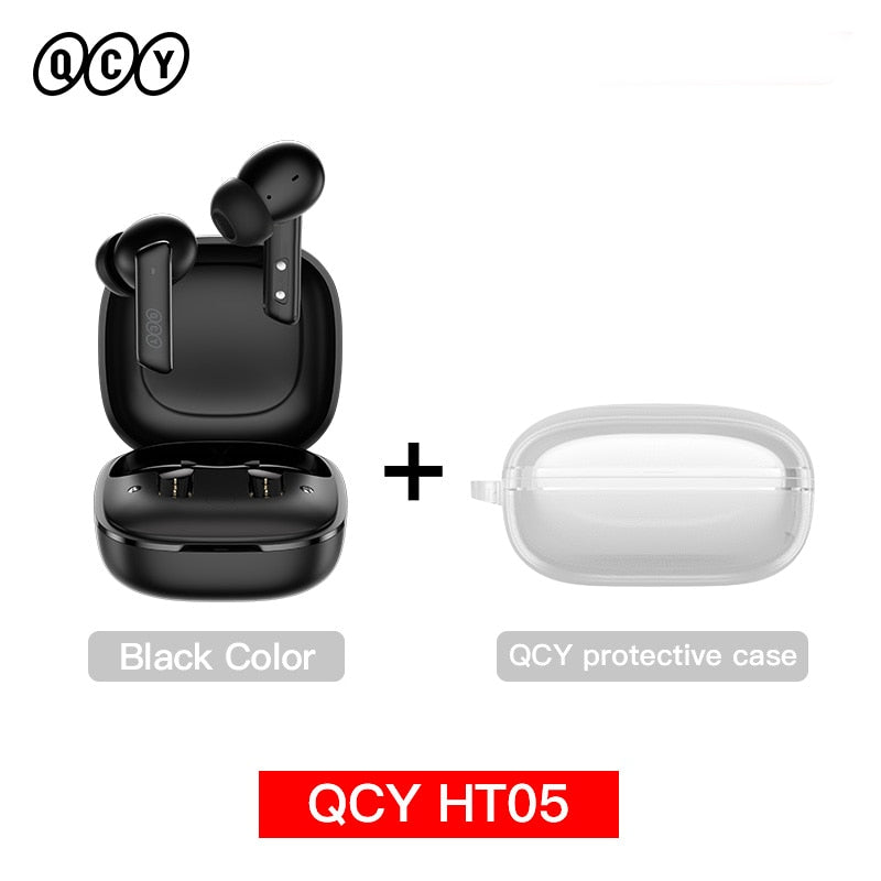 QCY HT05 ANC Wireless Earphone 40dB Noise Cancelling Bluetooth 5.2 Headphone 6 Mic ENC HD Call TWS  Transparency Mode - activesportslife