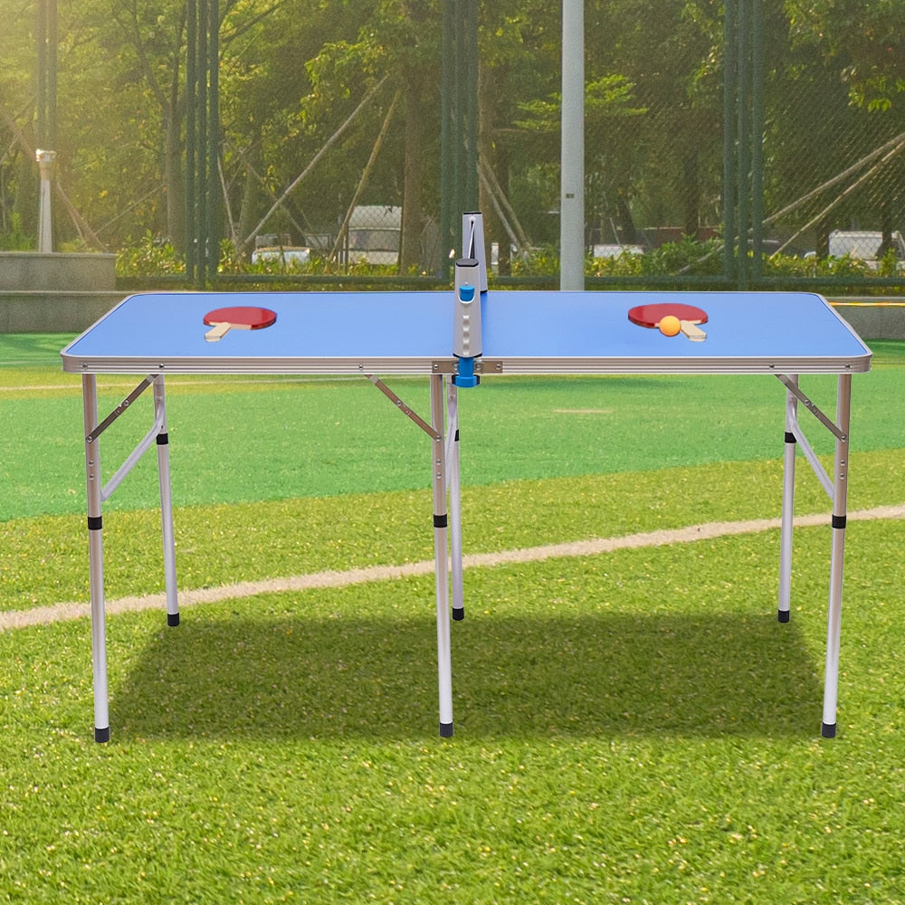 Table Tennis Table Ping Pong Table Set, Portable Folding Family Game Tables with Removable Net Aluminum Composite Frame - activesportslife