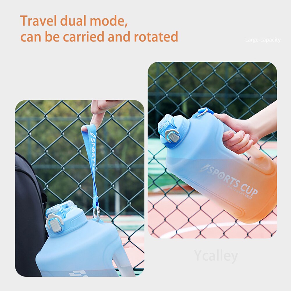 YCALLEY Sport Water Bottle Silicone Straw Waterbottle 1500ML / 2300ML / 3800ML - activesportslife