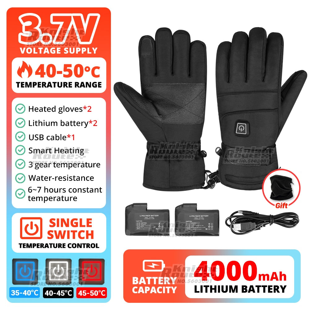 Winter Heated Gloves For Men Women Touchscreen USB Heated Gloves Camping Hiking Water-resistant  Moto Gloves - activesportslife