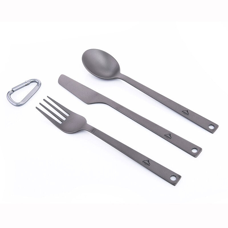 Widesea Titanium Spoon Fork Knife Set 50G Camping Tableware Ultralight - activesportslife