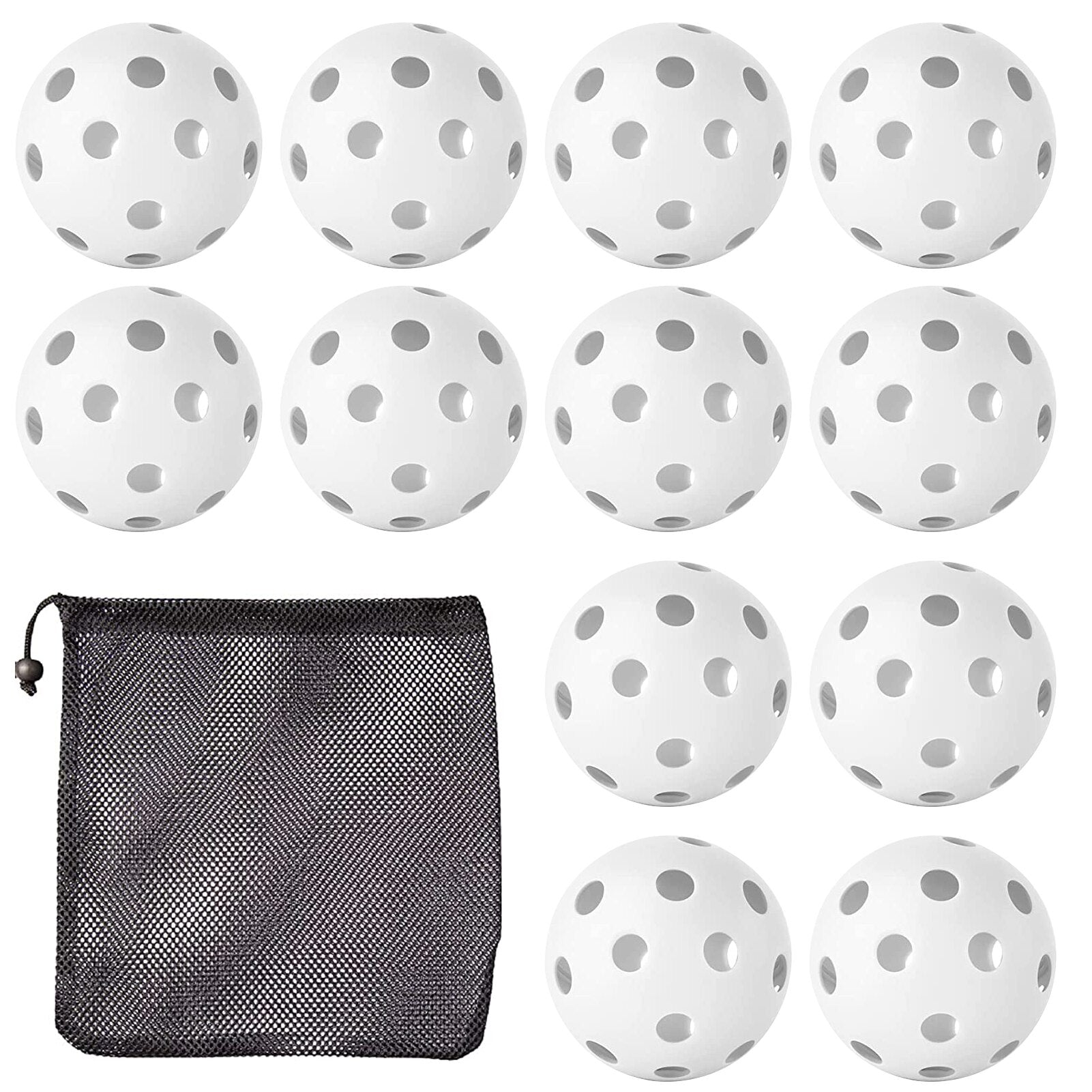 Soft Hollowed Practice Baseball With Drawstring Bag Lightweight 12pcs - activesportslife