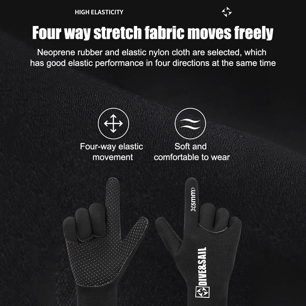 5-3MM Neoprene Swimming Gloves Non-slip Anti Scratch - activesportslife