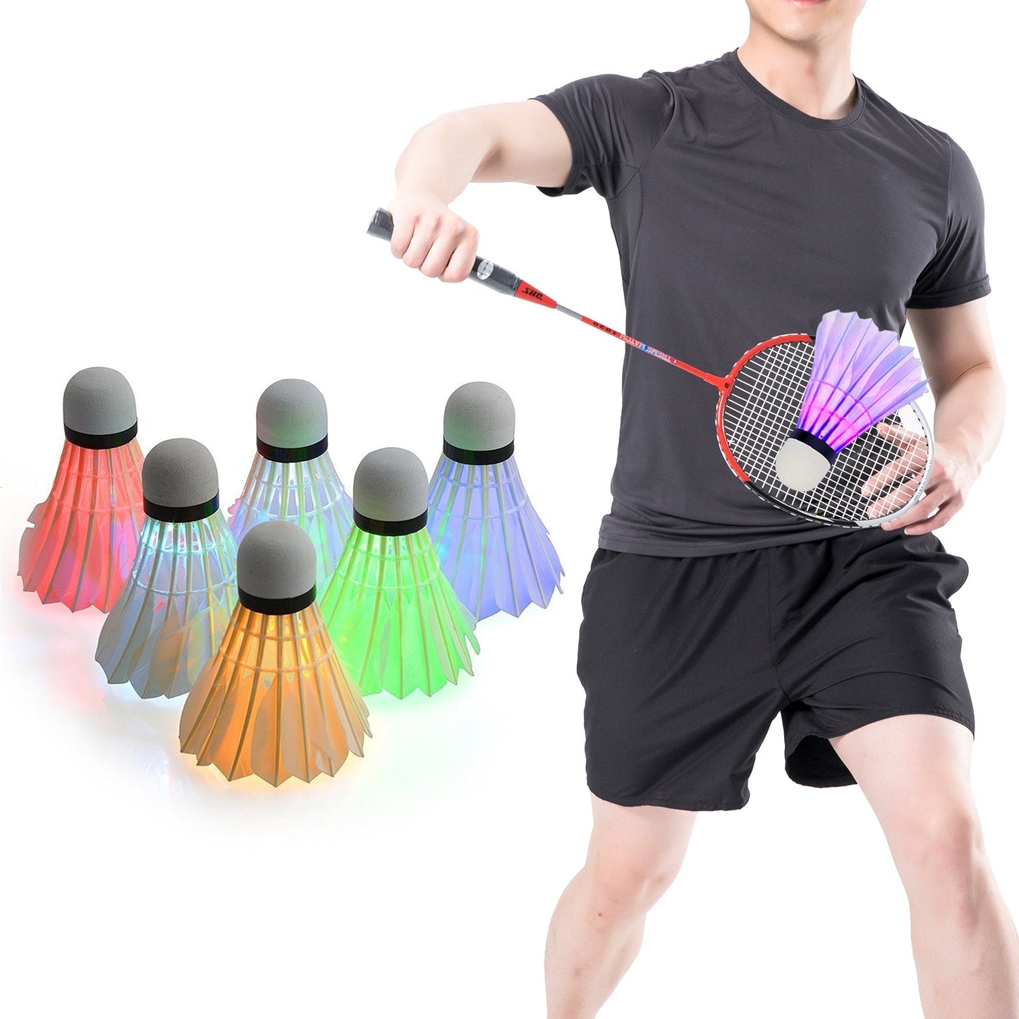 6pcs Badminton Night Colorful LED ShuttleCock