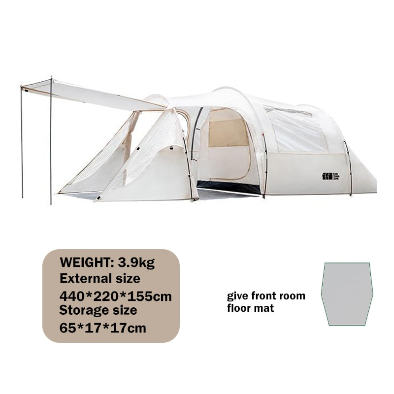 Tunnel Tent Outdoor Professional Camping Two Rooms One Main Hall Thickened Rain proof Portable Awning Camping Tent - activesportslife