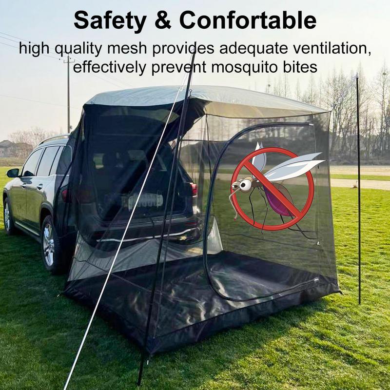 Car Rear Tent Awning With Mesh Car Tailgate Tents With Rainfly Portable UV-proof Camping Netting Roof Top Tent - activesportslife