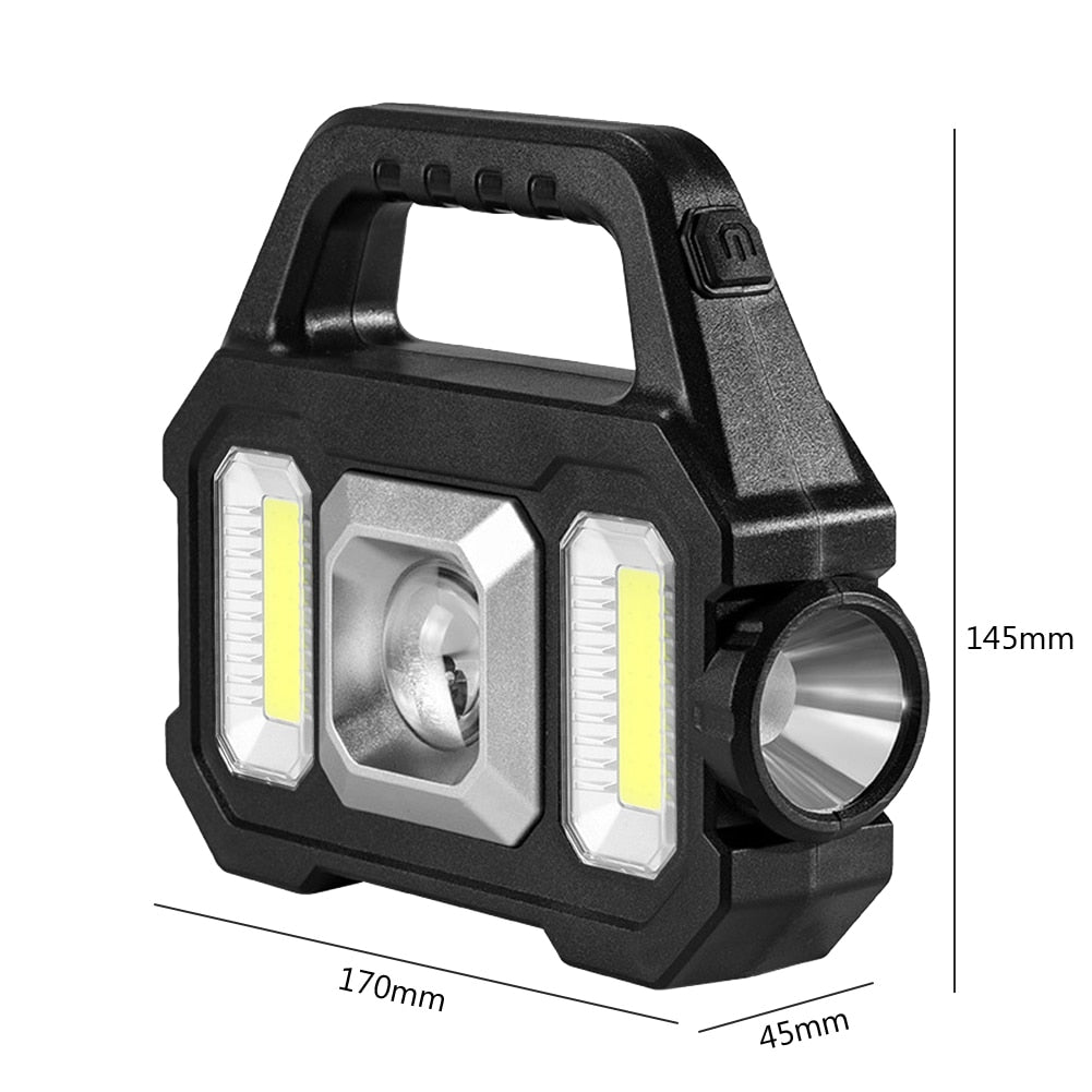 500LM USB Rechargeable Flashlight Waterproof 6 Gear COB/LED Torch Light Portable Powerful Lantern Solar Light for Camping Hiking - activesportslife