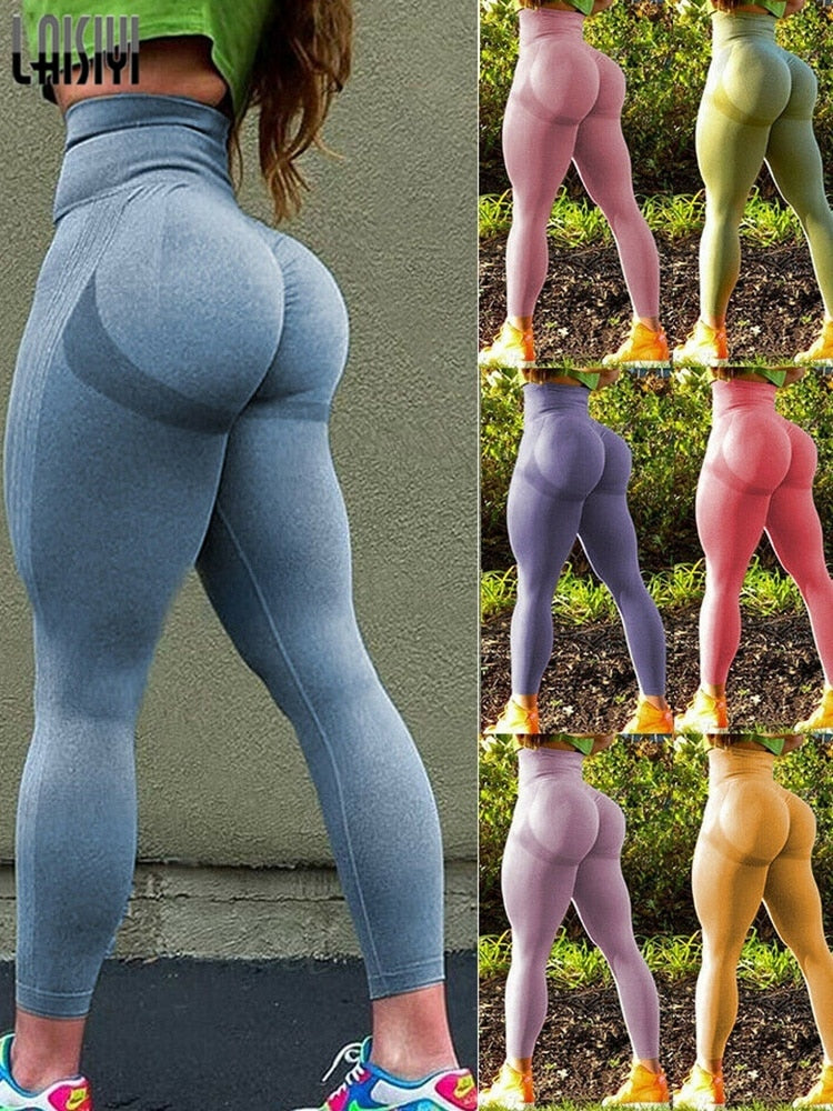 Seamless Leggings Sexy Bubble Butt Push Up Pants Slim High Waist Legging Tight - activesportslife