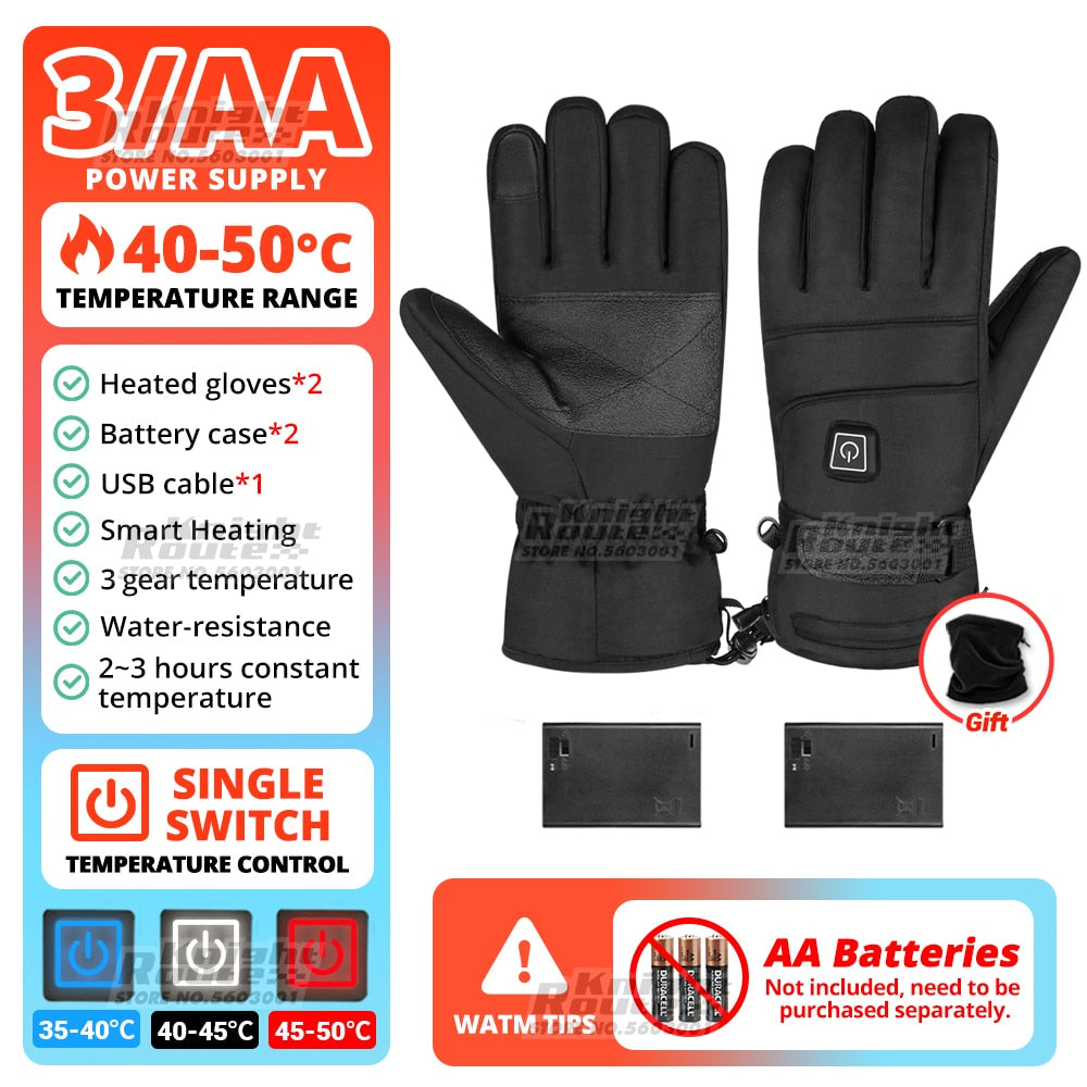 Winter Heated Gloves For Men Women Touchscreen USB Heated Gloves Camping Hiking Water-resistant  Moto Gloves - activesportslife