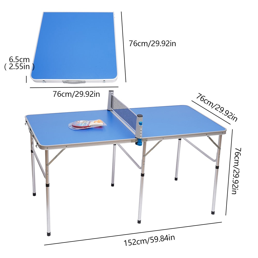 Table Tennis Table Ping Pong Table Set, Portable Folding Family Game Tables with Removable Net Aluminum Composite Frame - activesportslife