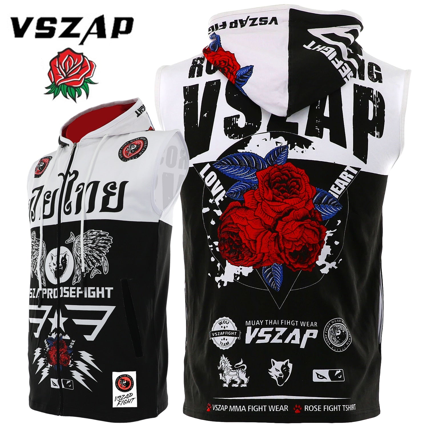 VSZAP Thai Tiger T-shirt Muay Thai Sleeveless Stretch Boxing Vest Training Male Fitness Sport Fight MMA Sports Clothes - activesportslife