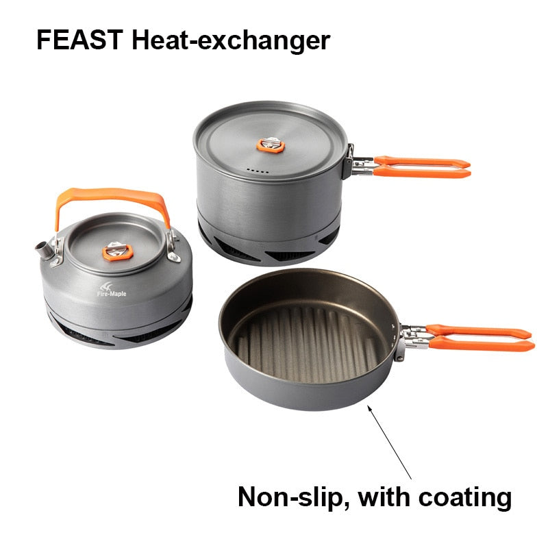 Fire Maple Camping Cookware Utensils Dishes Cooking Set Heat Exchanger Pot Kettle - activesportslife