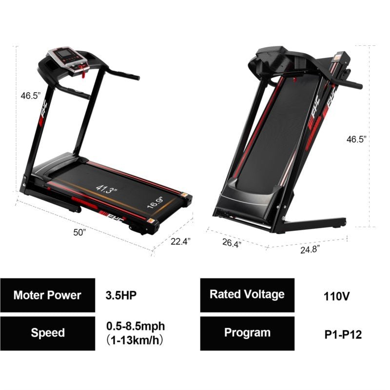 US Stock 3.5HP Portable Foldable Incline Electric Treadmill