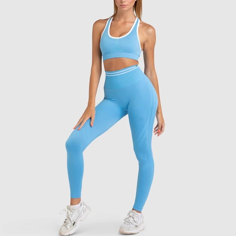 Seamless Yoga Sports Set High Waist Hip Raise Pants Long-Sleeved Backless Suit - activesportslife