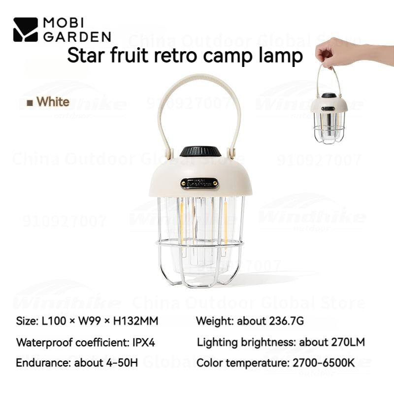 MOBI GARDEN Star Fruit Camping Light 237g Outdoor Lighting Portable Tent Light Adjustable LED Rechargeable Lamp - activesportslife