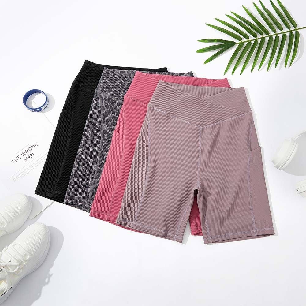 Crossover Workout Gym Shorts Women Yoga Fitness Leggings Scrunch Butt Booty Shorts Seamless Short High Waist Shorts - activesportslife