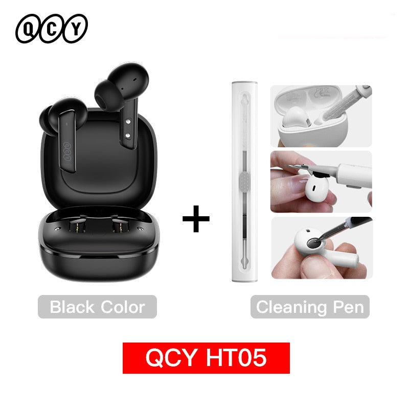 QCY HT05 ANC Wireless Earphone 40dB Noise Cancelling Bluetooth 5.2 Headphone 6 Mic ENC HD Call TWS  Transparency Mode - activesportslife