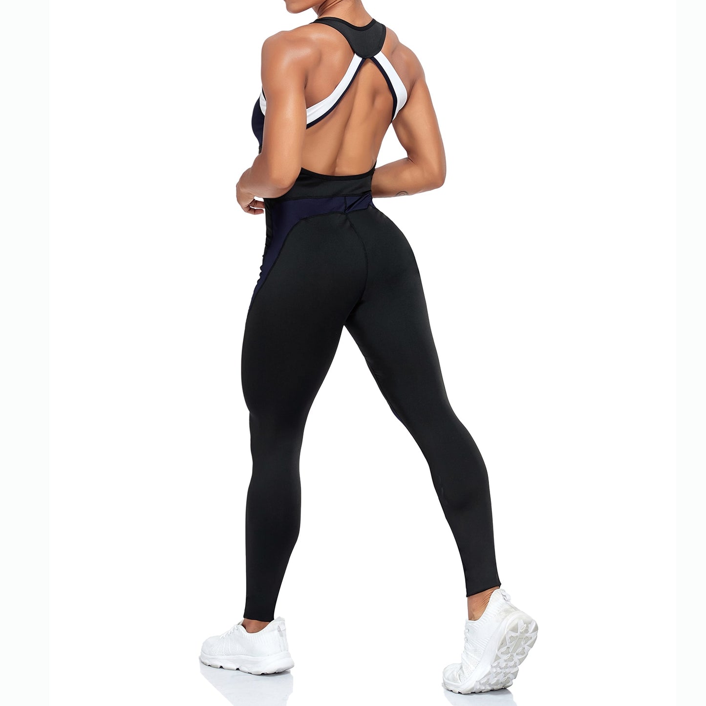 Splicing Yoga Set Fitness Women Jumpsuit Sleeveless One Piece for Gym - activesportslife