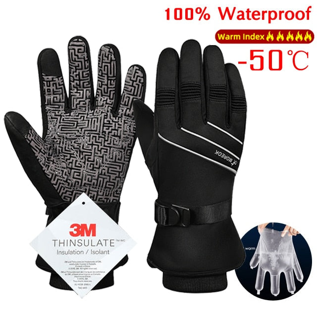 Men Winter Waterproof Outdoor Fleece Gloves Non-slip Warm - activesportslife