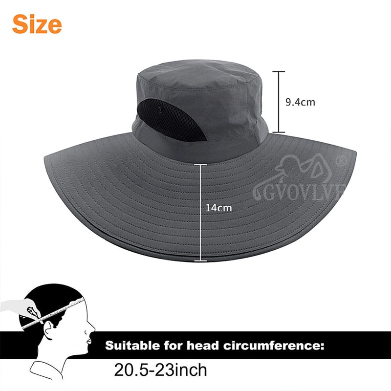 Super Wide Brim Sun Hat UPF50+ UV Protection Waterproof Large Brim Bucket Hat for Fishing Hiking Camping - activesportslife