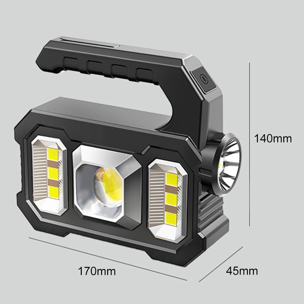 500LM USB Rechargeable Flashlight Waterproof 6 Gear COB/LED Torch Light Portable Powerful Lantern Solar Light for Camping Hiking - activesportslife