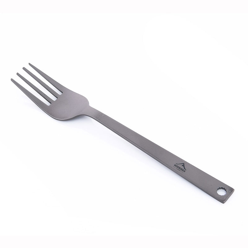 Widesea Titanium Spoon Fork Knife Set 50G Camping Tableware Ultralight - activesportslife