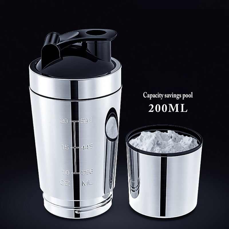 Stainless Steel Shaker Bottle Whey Protein Blender Mixing Bottles Gym Sport Travel - activesportslife