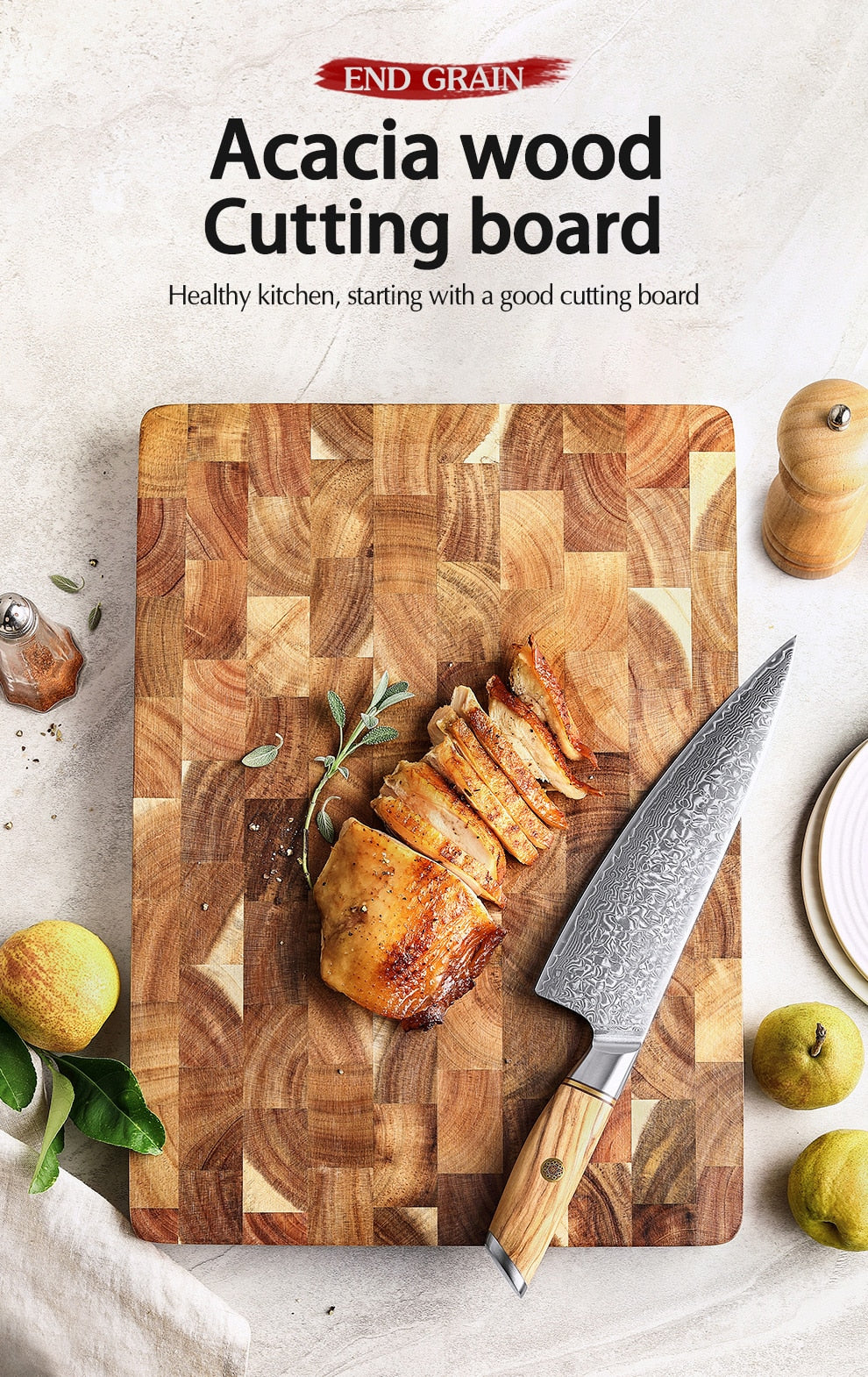 Cutting Board Double-sided Premium Acacia Wood  Damp-proof - activesportslife