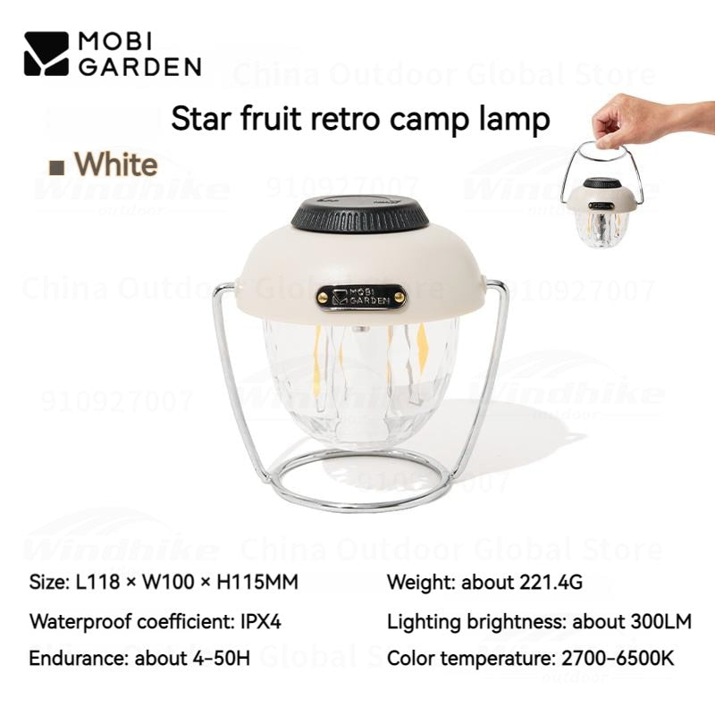 MOBI GARDEN Star Fruit Camping Light 237g Outdoor Lighting Portable Tent Light Adjustable LED Rechargeable Lamp - activesportslife