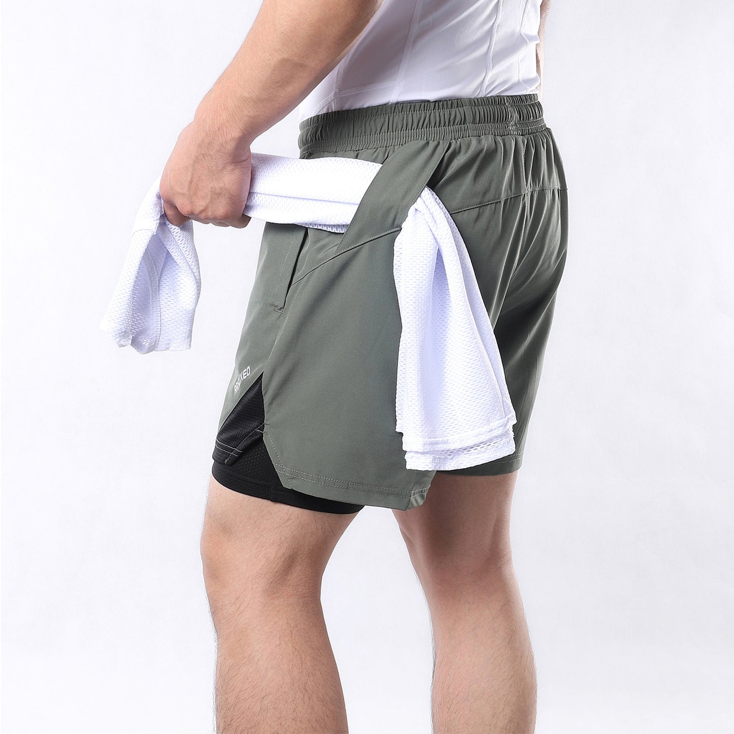 Arsuxeo 2-In-1 Mens Running Shorts with Towel Loop