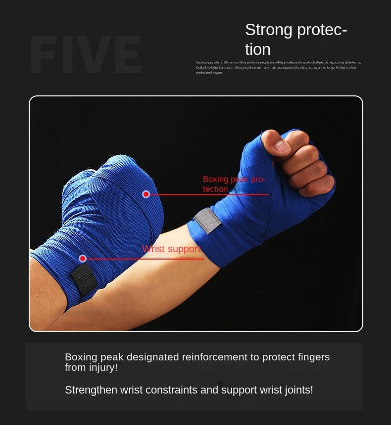 2pc Premium Hand Wraps Boxing Elastic Cotton Bandage Gloves Thumb Loop Wrist Protector for MMA Kickboxing Muay Thai Martial Arts - activesportslife