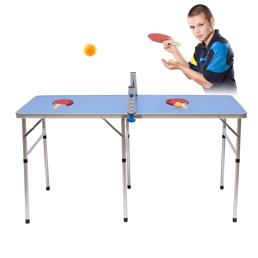 Table Tennis Table Ping Pong Table Set, Portable Folding Family Game Tables with Removable Net Aluminum Composite Frame - activesportslife