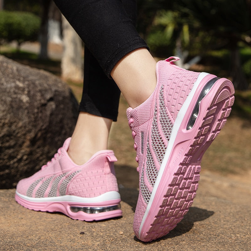 New Running Shoes Ladies Breathable Light Mesh Air Cushion Women Sports Shoes Lace Up - activesportslife