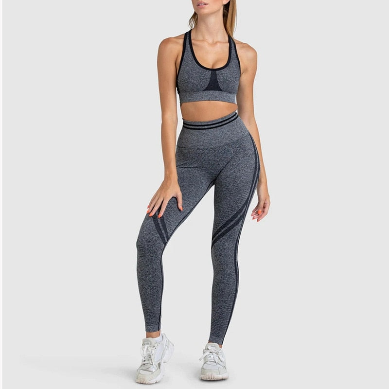 Seamless Yoga Sports Set High Waist Hip Raise Pants Long-Sleeved Backless Suit - activesportslife