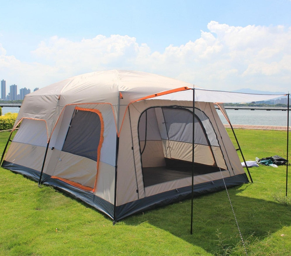 320X220X195cm Two-bedroom Tent Oversize for 5-8 Person Leisure Camping Double-plies Thick Rainproof - activesportslife