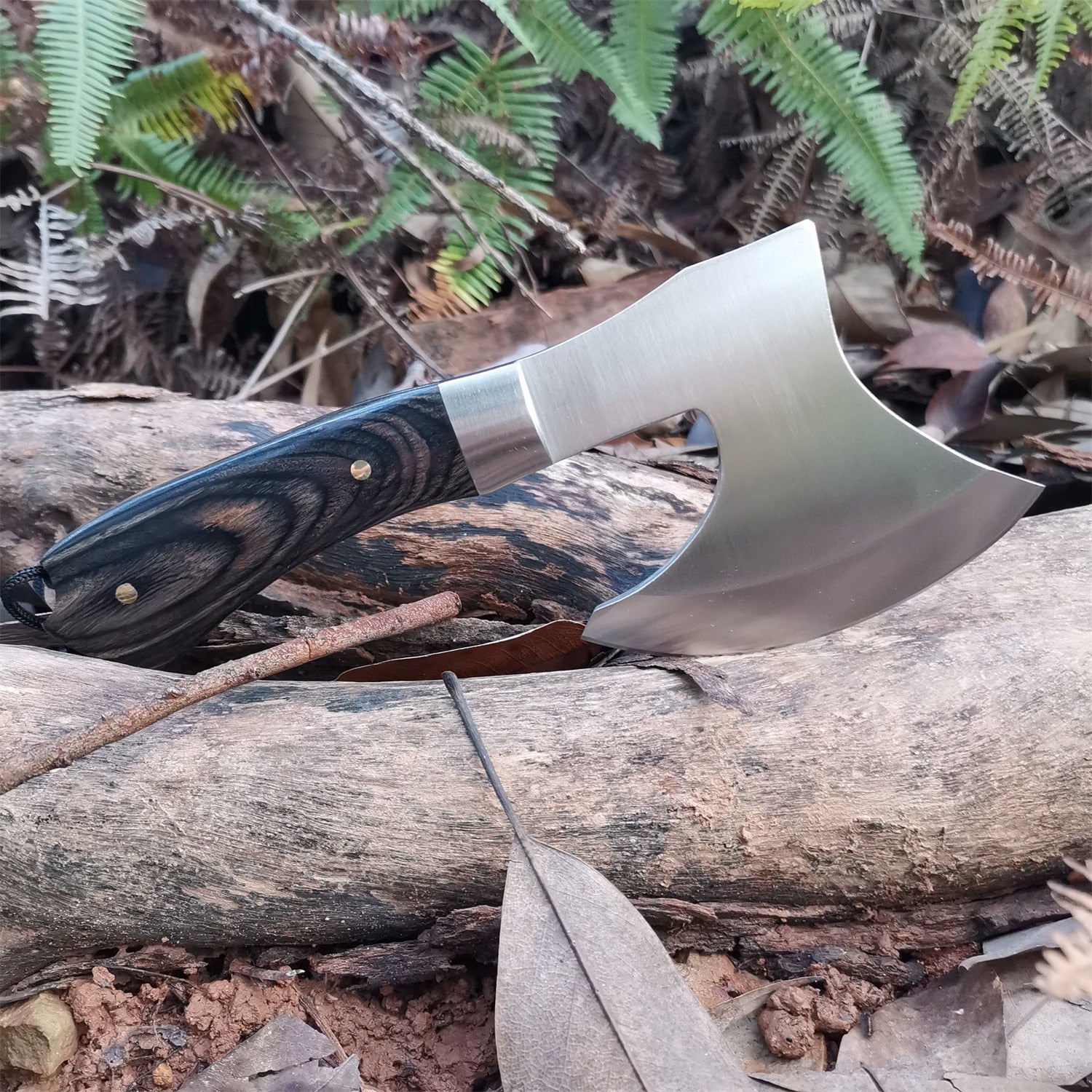 DB Full Tang Sharp Axe Kitchen Bone Knife Camping Survival Axe Stainless Steel Tomahawk Outdoor Tools Hunting Hammered - activesportslife