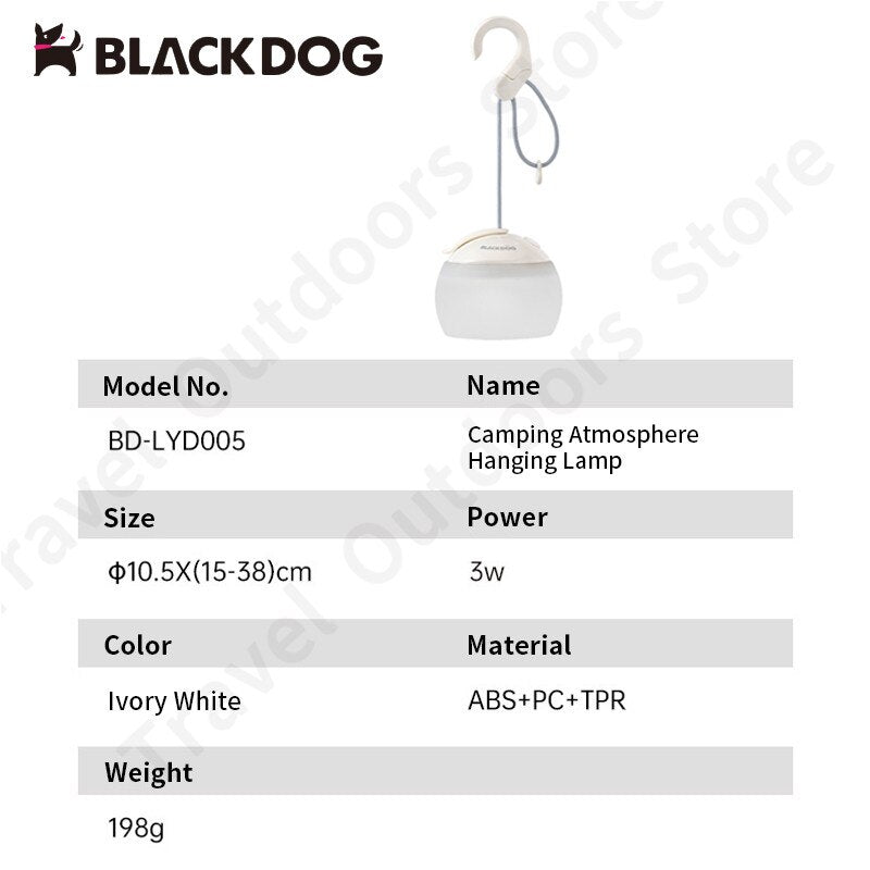 Naturehike Black Dog Outdoor 3W Camping Hanging Lamp 3 Gear Adjustment Waterproof Ipx4 Portable Charging Tent Night Lamp - activesportslife