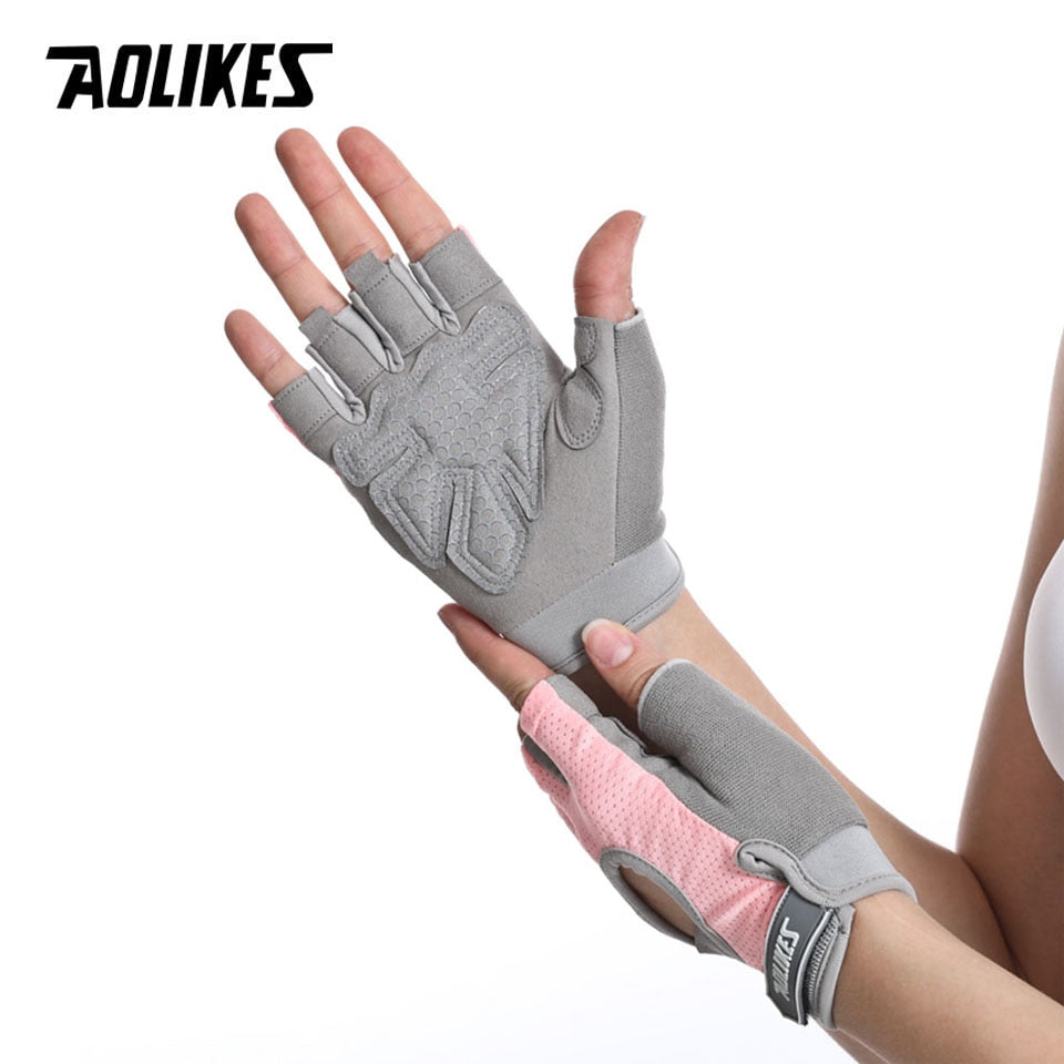 AOLIKES Fingerless Workout Glove Weight Lifting Support For Gym Full Palm Protection - activesportslife