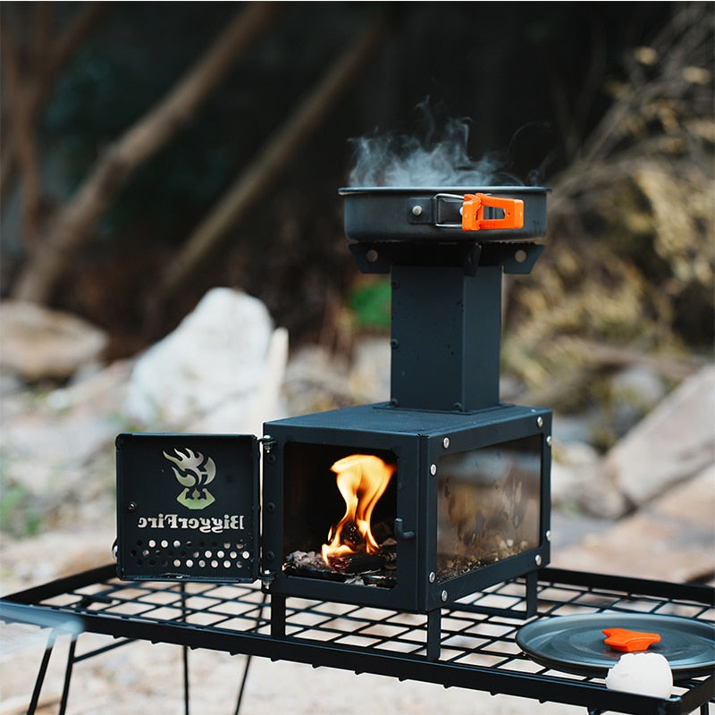 SmiloDon Camping Wood Burning Stove Portable Outdoor Firewood Stove For Picnic Cooking Camping - activesportslife