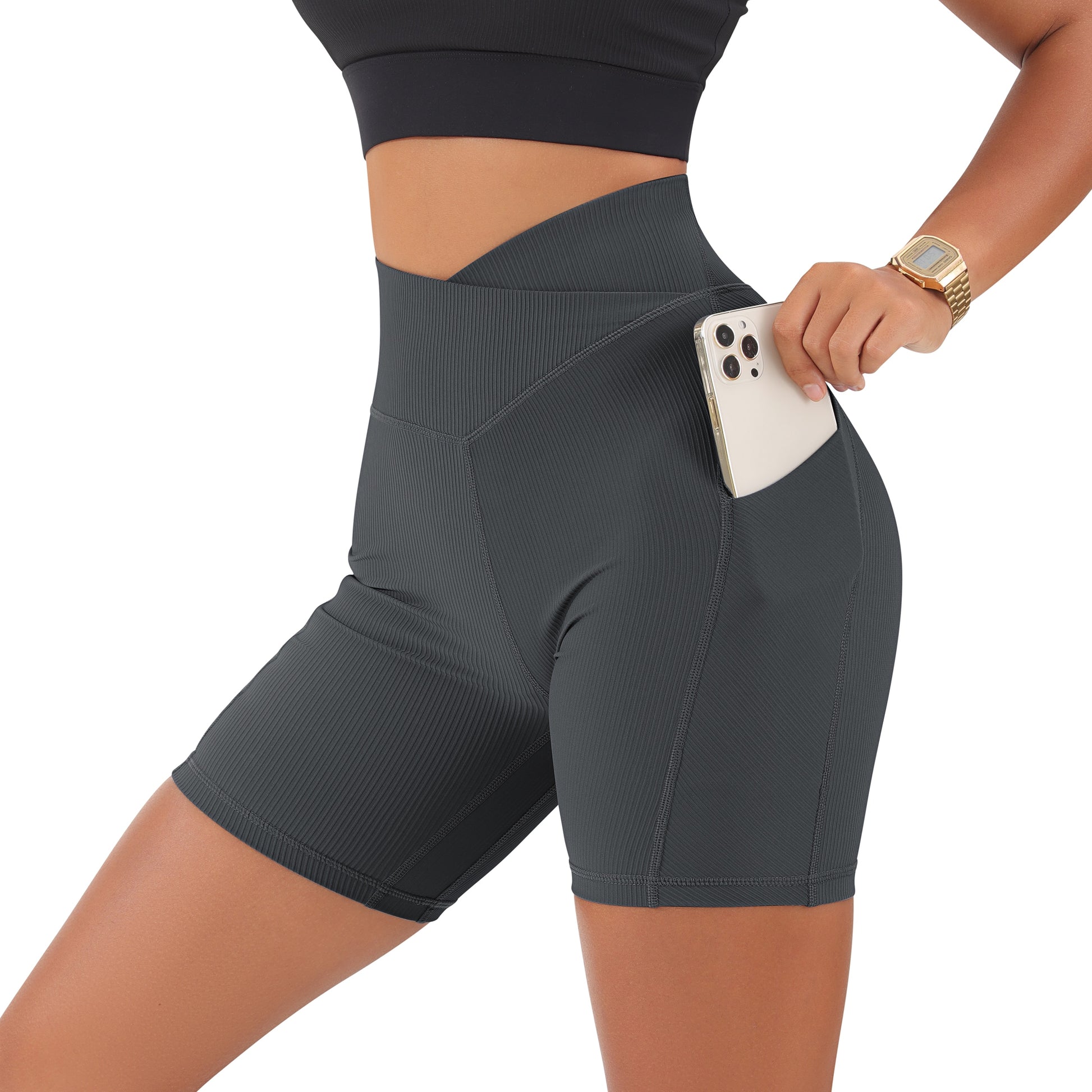 Crossover Workout Gym Shorts Women Yoga Fitness Leggings Scrunch Butt Booty Shorts Seamless Short High Waist Shorts - activesportslife